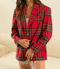 The Carol Blazer: Red Plaid Holiday Blazer - MomQueenBoutique