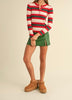 The Carol Top - Red, Green, White Striped Ribbed Top - MomQueenBoutique