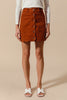 The Corduroy Connie Skirt: Scalloped Rust Corduroy Front Button Skirt - MomQueenBoutique