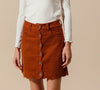 The Corduroy Connie Skirt: Scalloped Rust Corduroy Front Button Skirt - MomQueenBoutique