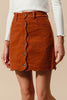 The Corduroy Connie Skirt: Scalloped Rust Corduroy Front Button Skirt - MomQueenBoutique