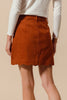 The Corduroy Connie Skirt: Scalloped Rust Corduroy Front Button Skirt - MomQueenBoutique