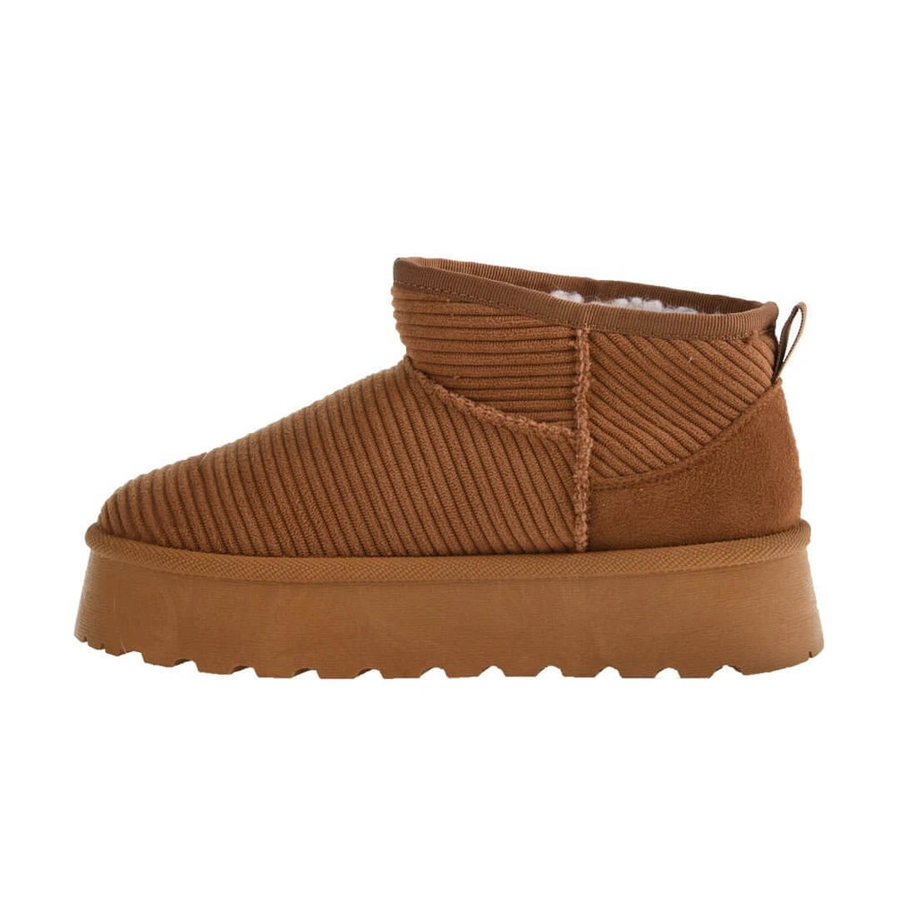 The Corduroy Yarroh Ugg Bootie: Casual Pull On Mini Bootie - MomQueenBoutique