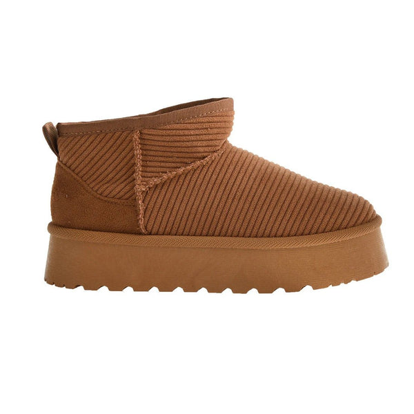 The Corduroy Yarroh Ugg Bootie: Casual Pull On Mini Bootie - MomQueenBoutique