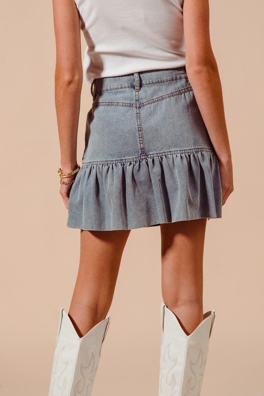 The Dallas Skirt: Ruffled Denim Skirt - MomQueenBoutique