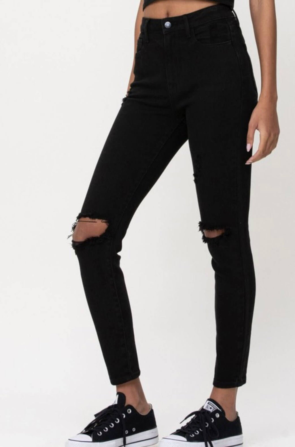 The Demi Jeans: Black Skinny Distressed Jeans - MomQueenBoutique