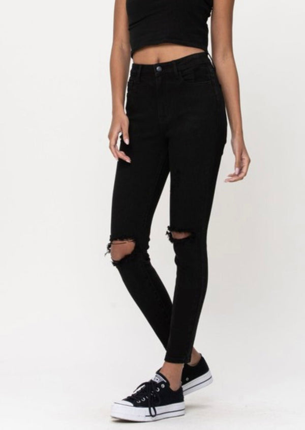 The Demi Jeans: Black Skinny Distressed Jeans - MomQueenBoutique