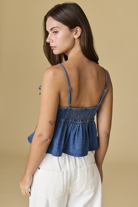 The Denver Top: Denim Bow Tank Top - MomQueenBoutique