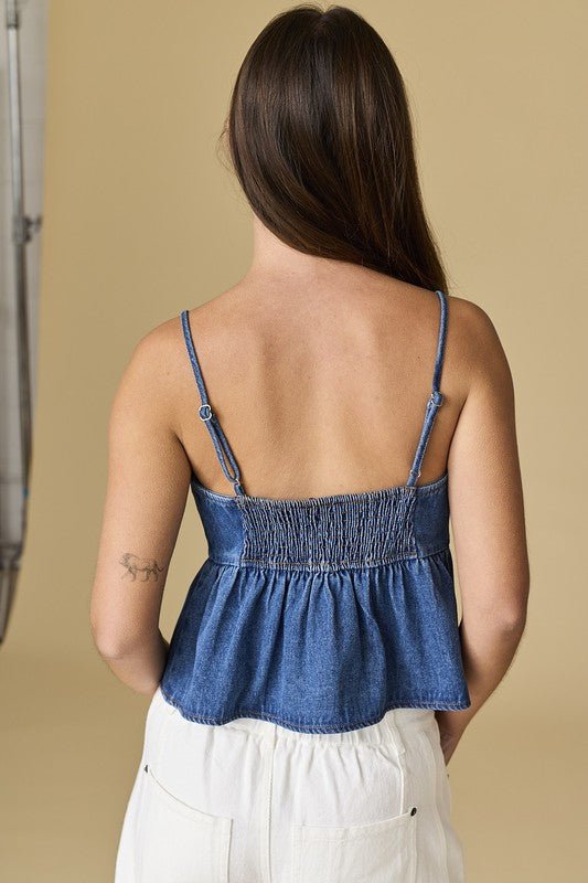 The Denver Top: Denim Bow Tank Top - MomQueenBoutique