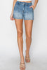 The Desiree Shorts: High Rise Denim Seal Detail Shorts - MomQueenBoutique