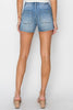 The Desiree Shorts: High Rise Denim Seal Detail Shorts - MomQueenBoutique