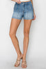 The Desiree Shorts: High Rise Denim Seal Detail Shorts - MomQueenBoutique