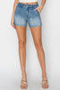 The Desiree Shorts: High Rise Denim Seal Detail Shorts - MomQueenBoutique