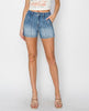 The Desiree Shorts: High Rise Denim Seal Detail Shorts - MomQueenBoutique