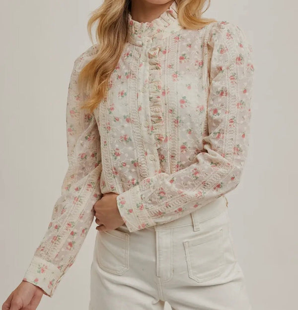 The Dominque Blouse: Floral Print Button Down Boho Blouse - MomQueenBoutique