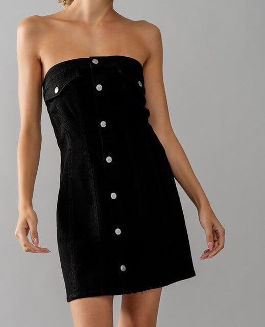 denim dress drop waist On The Down Low Denim Strapless Midi Dress main image 1