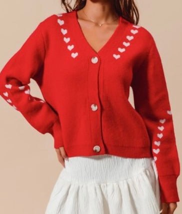 The February Sweater Cardigan: Red Heart Cardigan - MomQueenBoutique