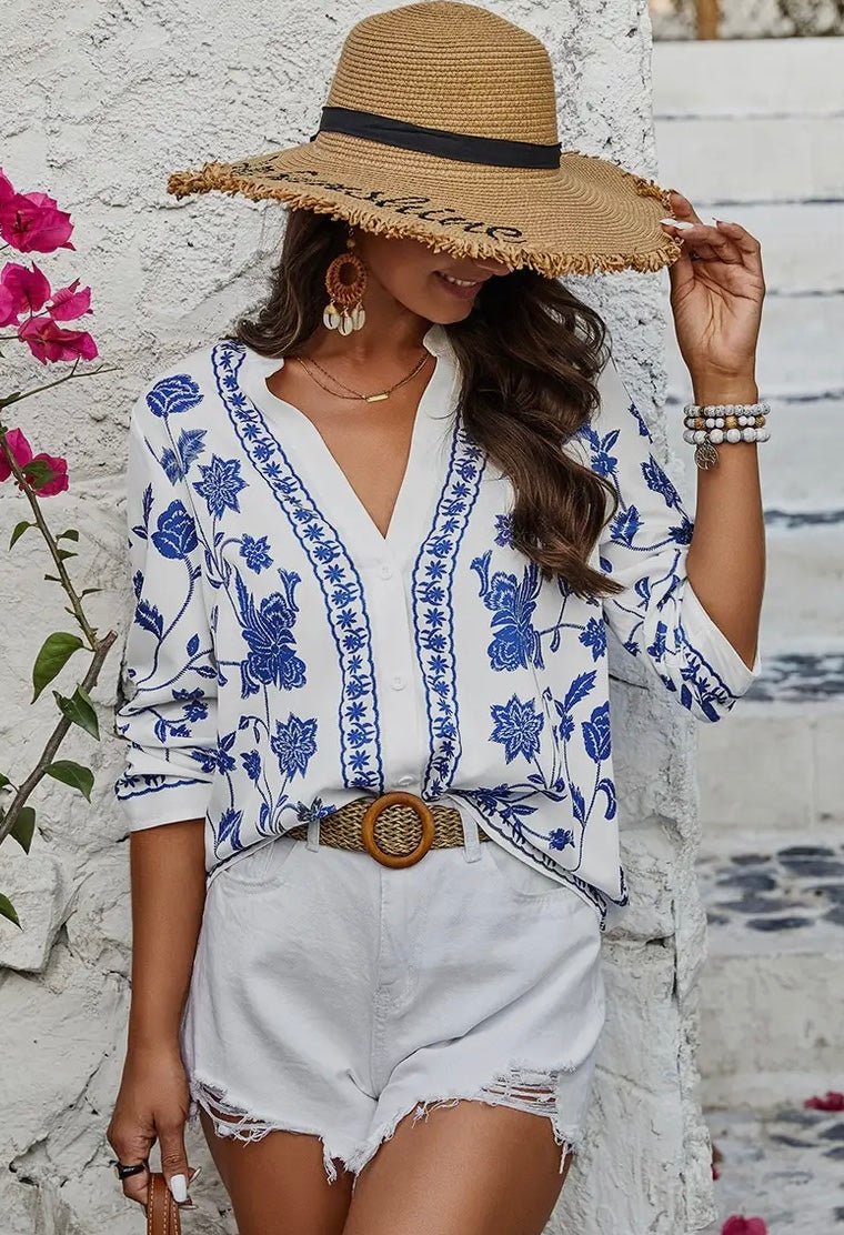 The Gwen Blouse: Floral Print Blouse - MomQueenBoutique