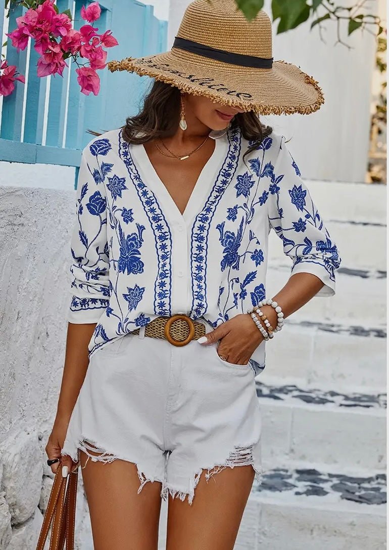 The Gwen Blouse: Floral Print Blouse - MomQueenBoutique