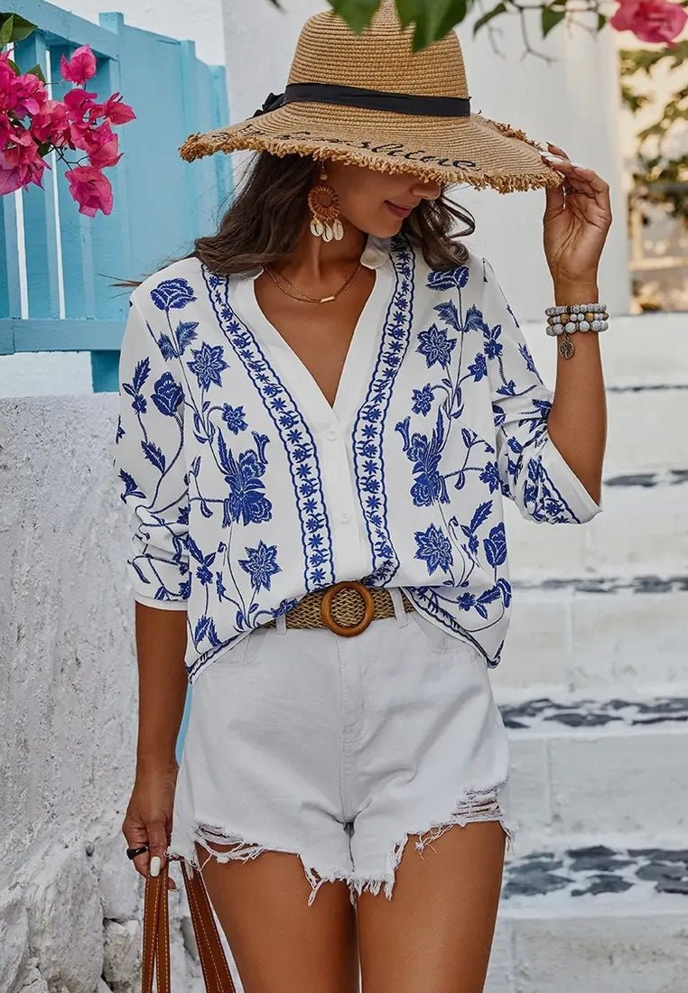 The Gwen Blouse: Floral Print Blouse - MomQueenBoutique