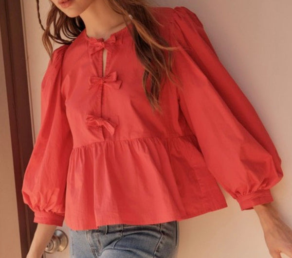 The Hadley Bow Blouse: Red Bow Blouse - MomQueenBoutique