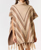 The Hallie Poncho Sweater: Striped Turtle Neck Tassel Sweater Poncho - MomQueenBoutique