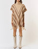 The Hallie Poncho Sweater: Striped Turtle Neck Tassel Sweater Poncho - MomQueenBoutique