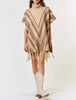 The Hallie Poncho Sweater: Striped Turtle Neck Tassel Sweater Poncho - MomQueenBoutique