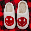 The Happy Christmas Slippers: Happy Face Christmas Tree Sherpa Slippers - MomQueenBoutique