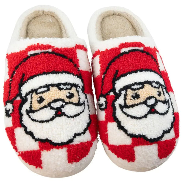 The HOHOHO Santa Slippers: Red Santa Christmas Sherpa Slippers - MomQueenBoutique