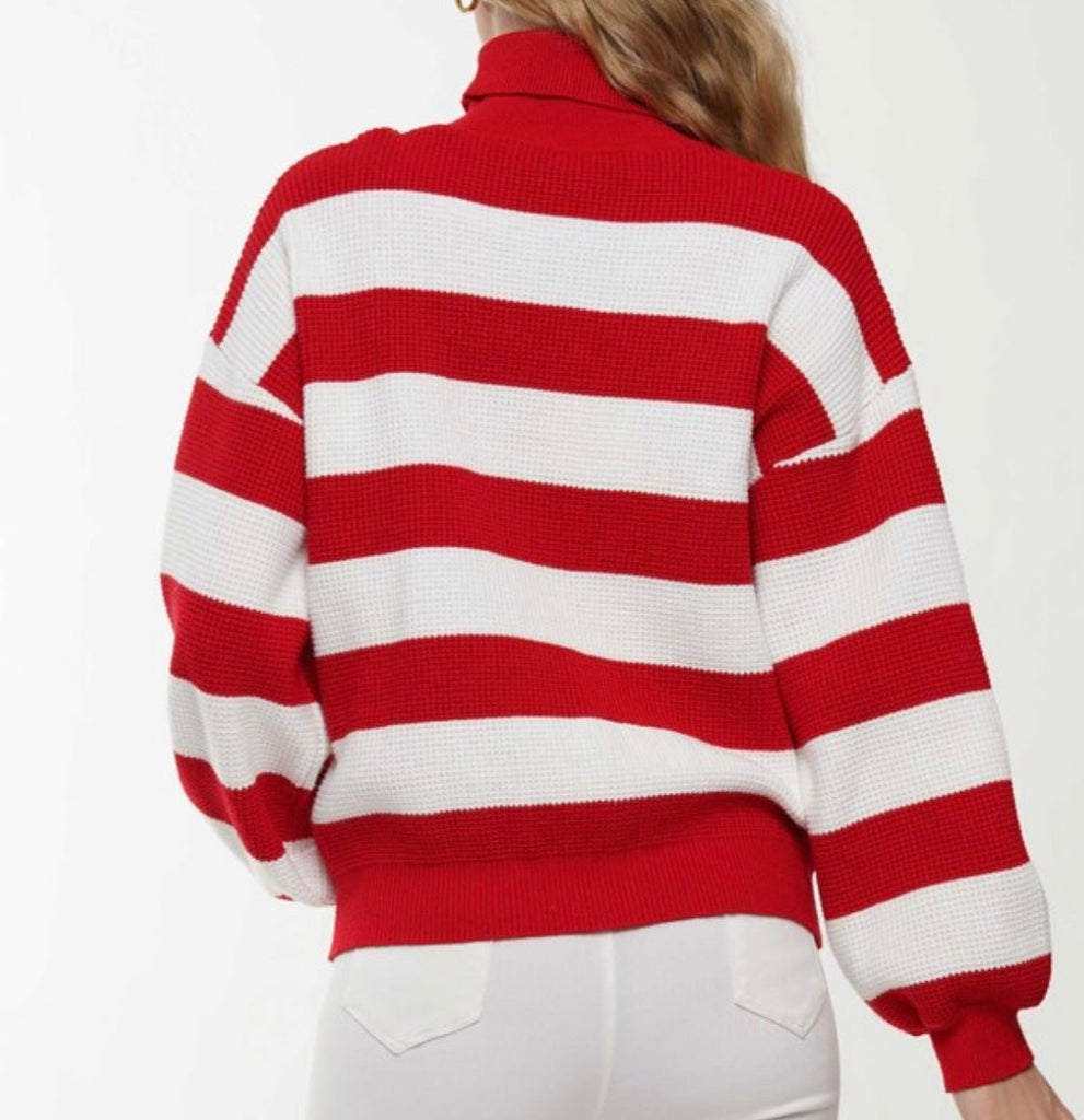 The HoHoHo Sweater: Red & White Striped Christmas Sweater - MomQueenBoutique