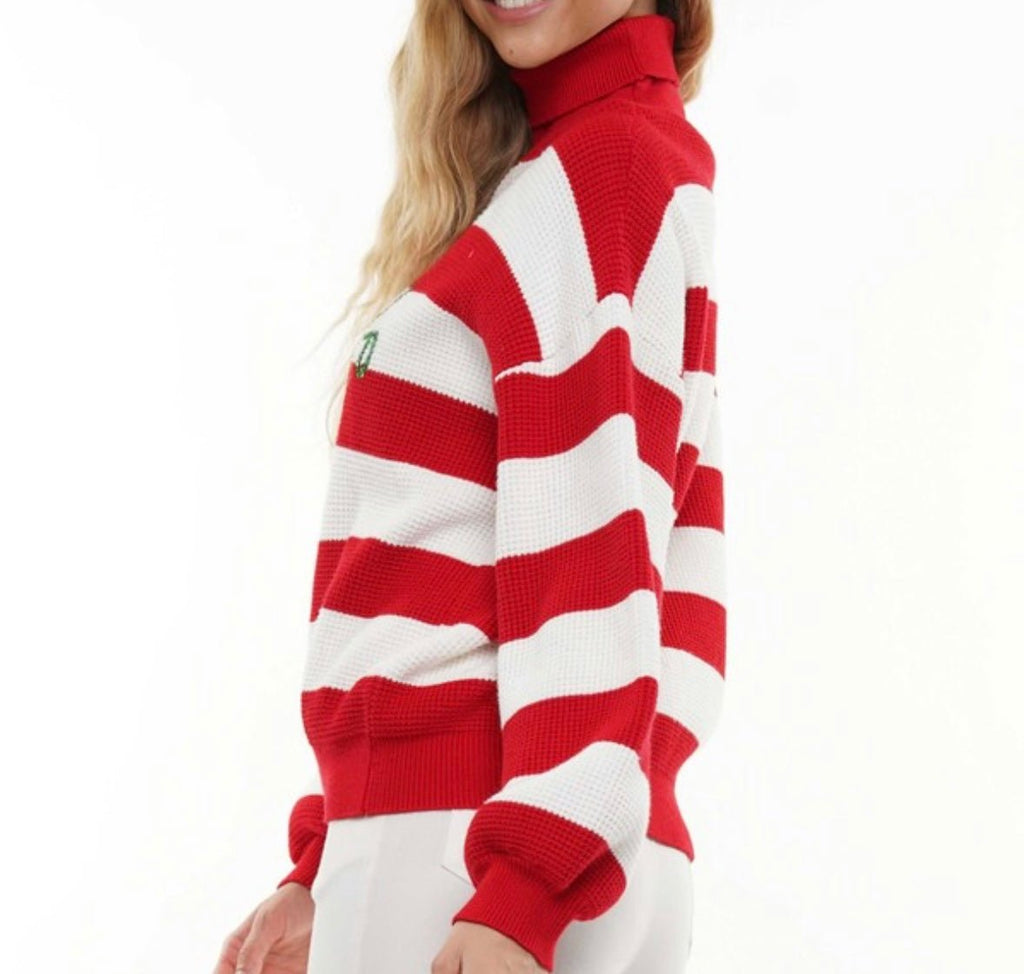 The HoHoHo Sweater: Red & White Striped Christmas Sweater - MomQueenBoutique