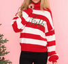 The HoHoHo Sweater: Red & White Striped Christmas Sweater - MomQueenBoutique