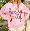 The Holly Jolly Sweater: Pink: Pink Christmas Sweatshirt - MomQueenBoutique