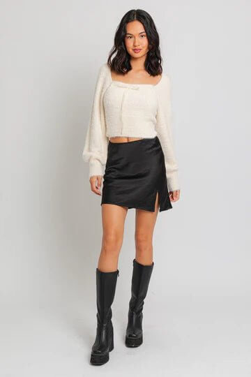 The Hope Sweater: Soft Smooth Long Sleeve Cream Bow Sweater - MomQueenBoutique