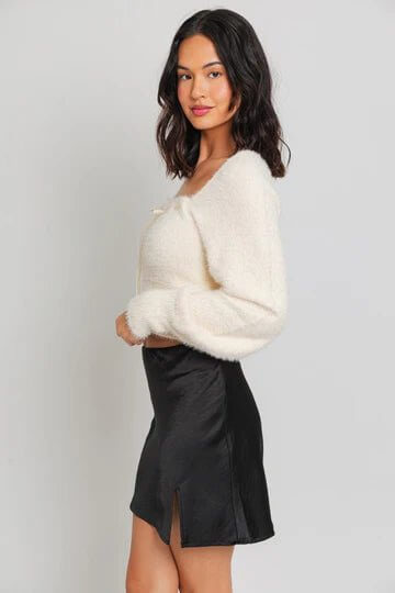 The Hope Sweater: Soft Smooth Long Sleeve Cream Bow Sweater - MomQueenBoutique