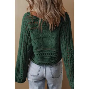 The Hunter Sweater: Green Cable Knit Sweater - MomQueenBoutique