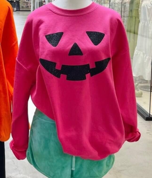 The Jack - O - Lady Baby Sweatshirt: Pink Pumpkin Sweatshirt - MomQueenBoutique