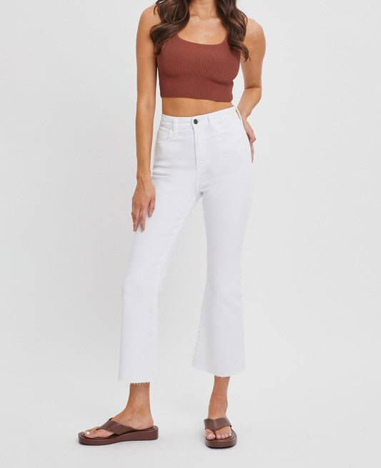 The Janetta Jeans: Cropped White Jeans - MomQueenBoutique