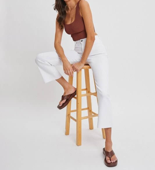 The Janetta Jeans: Cropped White Jeans - MomQueenBoutique