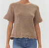 The Jayla Sweater: Scalloped Detailed Short Sleeve Sweater - MomQueenBoutique