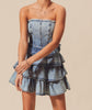 The Jean Dress: Strapless Ruffle Denim Dress - MomQueenBoutique