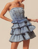 The Jean Dress: Strapless Ruffle Denim Dress - MomQueenBoutique