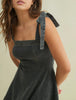 The Jemma Dress: Denim Bow Strap Dress - MomQueenBoutique