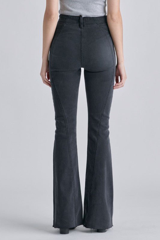 The Jessica Jeans: High Rise Stretchy Denim Flare Jeans - MomQueenBoutique