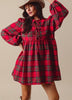 The Joy Dress: Red Plaid Bow Short Christmas Dress - MomQueenBoutique