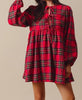 The Joy Dress: Red Plaid Bow Short Christmas Dress - MomQueenBoutique