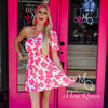 The Joyce Dress: One Shoulder Pink Floral Dress - MomQueenBoutique