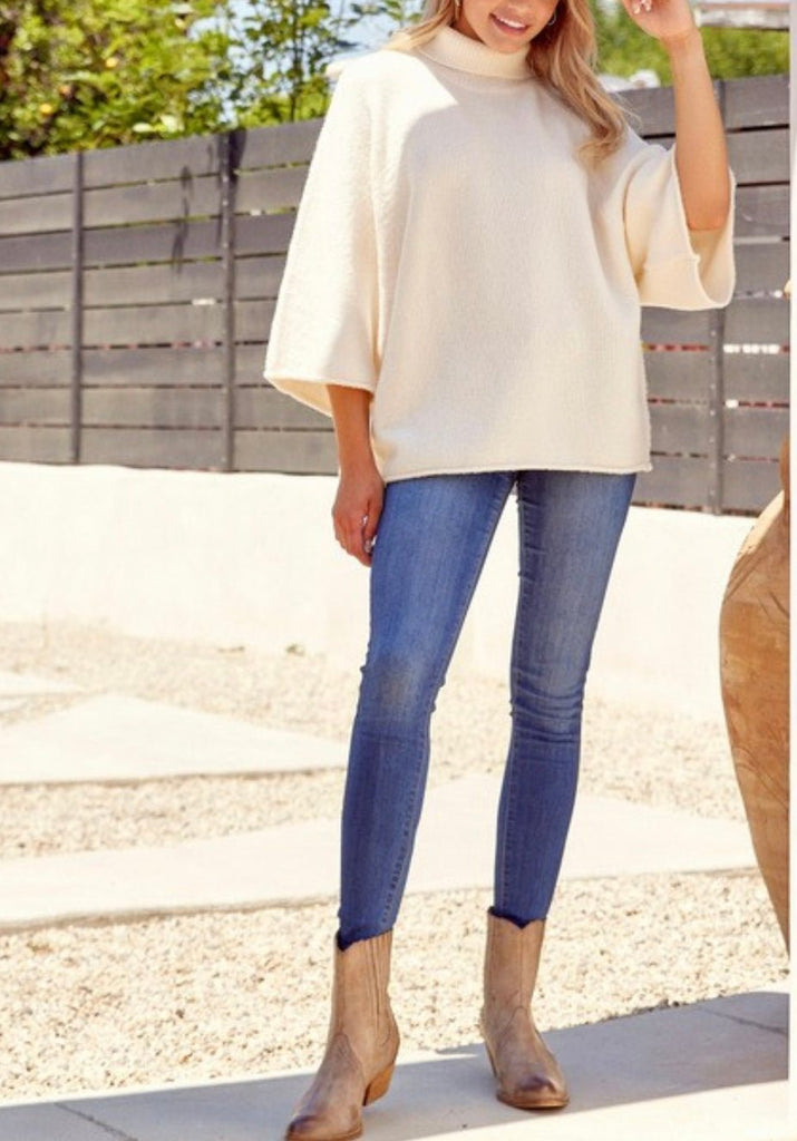 The Keagan Sweater: Cream Short Dolman Sleeve Sweater - MomQueenBoutique