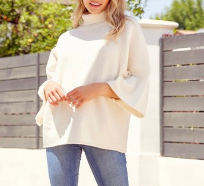 The Keagan Sweater: Cream Short Dolman Sleeve Sweater - MomQueenBoutique